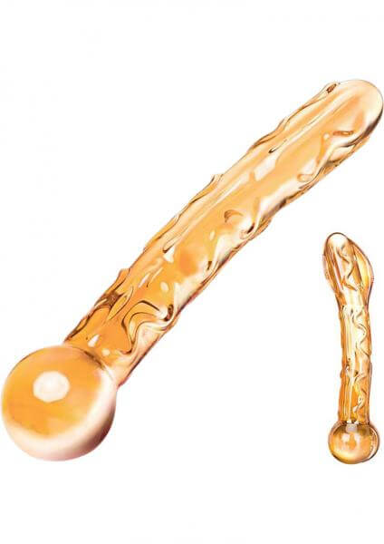 Glass Dildo Temperature Play Tickler Glas 7.5 Inches Orange