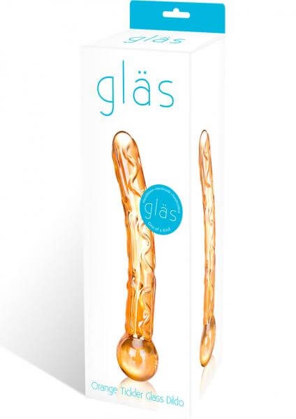 Glass Dildo Temperature Play Tickler Glas 7.5 Inches Orange