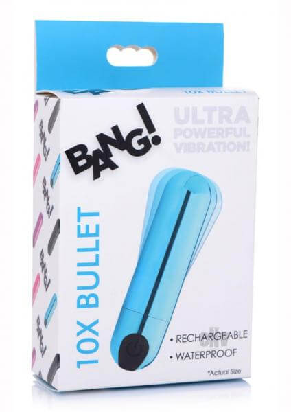 Rechargeable Vibrating Bullet 10X 3 Inches Metallic 3 Blue