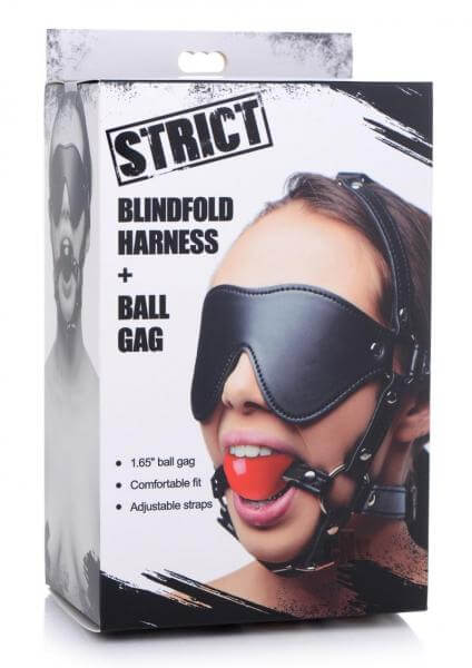 Adjustable Blindfold Harness And Ball Gag Bondage