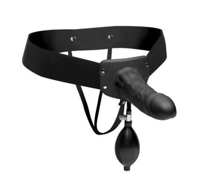 Pumper Inflatable Hollow Strap On Harness Dildo Black