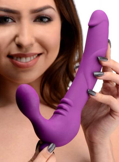 Silicone Vibrating Strapless Strap On Dildo Royal Revolver 9. 75 In. Purple