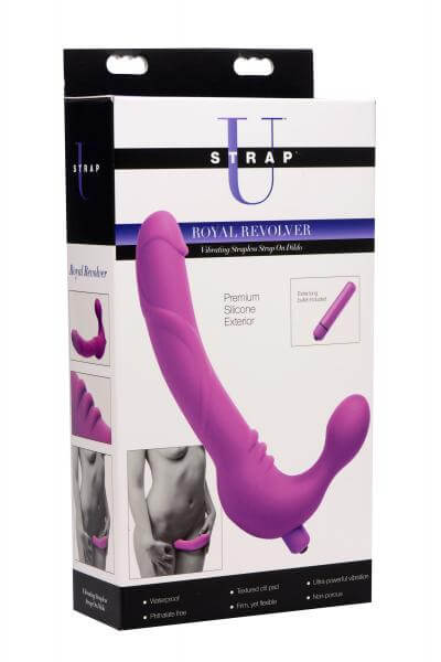 Silicone Vibrating Strapless Strap On Dildo Royal Revolver 9. 75 In. Purple