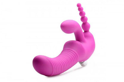 Vibrating Silicone Strapless Strap On Triple G Dildo Regal Rider