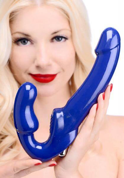 Vibrating Strapless Strap On Dildo Revolver II Blue