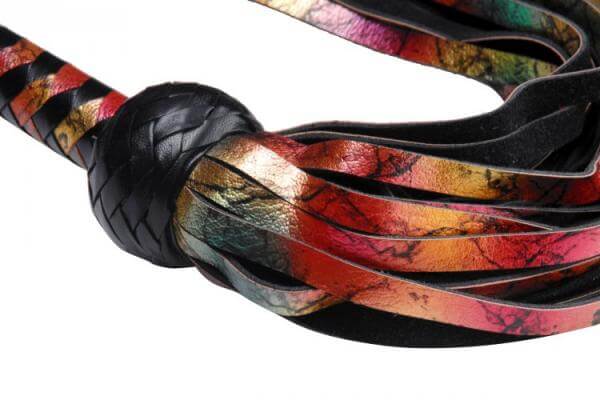 Rainbow Lambskin Leather Flogger Bondage BDSM 20 Inches