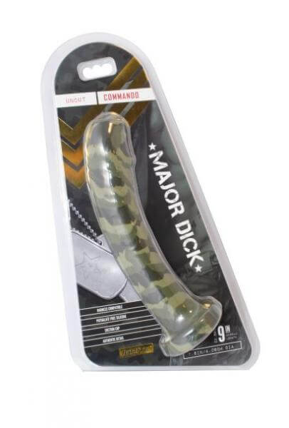 Uncut Dildo With Suction Cup Major Dick Commando Green Camo 7.25 Inches