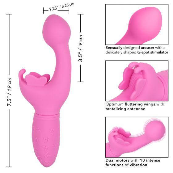 Rechargeable G-Spot Silicone Vibrator Butterfly Kiss Pink