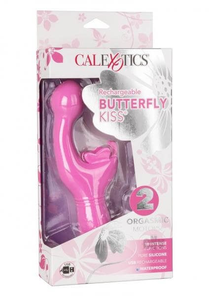 Rechargeable G-Spot Silicone Vibrator Butterfly Kiss Pink