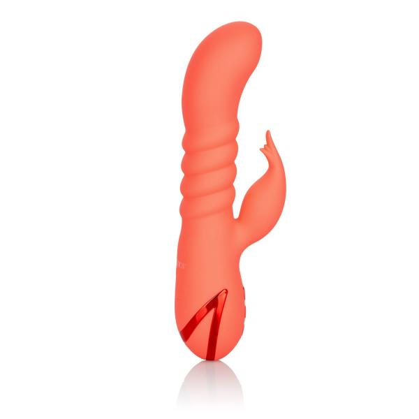 Waterproof Rechargeable Silicone Thrusting Vibrator California Dreaming Orange