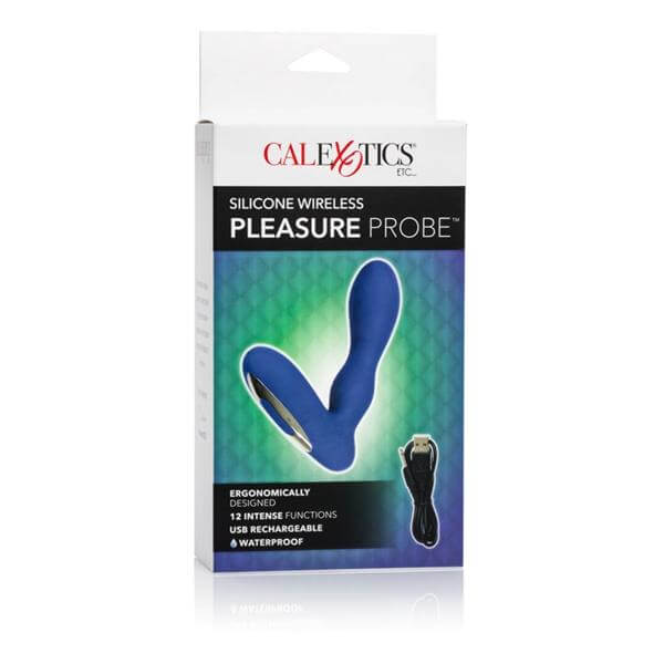 Silicone Vibrating Prostate Massager Wireless Pleasure Probe Blue