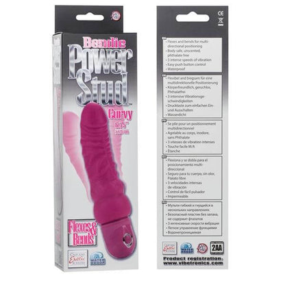 Waterproof Vibrating Realistic Dildo Bendie Power Stud Curvy Vibe 6.75 In.