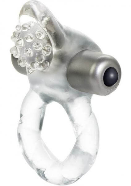 Lovers Delight Nubby Penis Ring With Removable 3 Speed Stimulator Clear