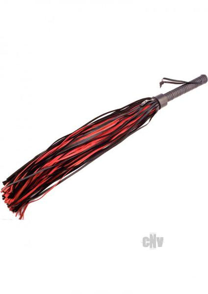 Rouge Leather Flogger With Leather Handle Bondage BDSM Black/Red