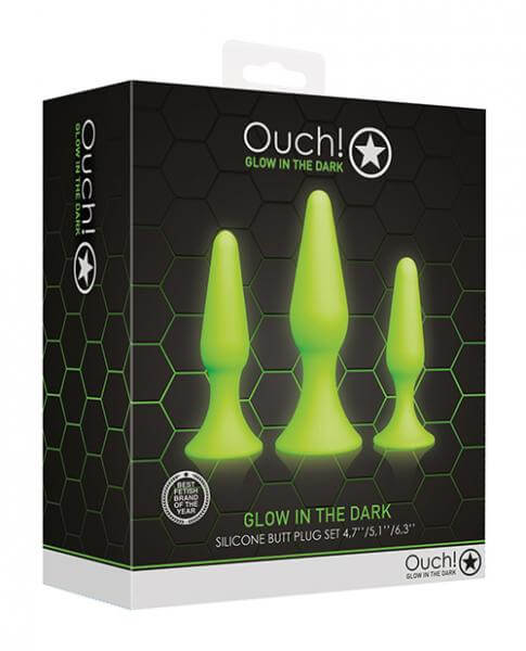 Glow In The Dark Silicone Butt Plugs 3 Piece Set Ouch!