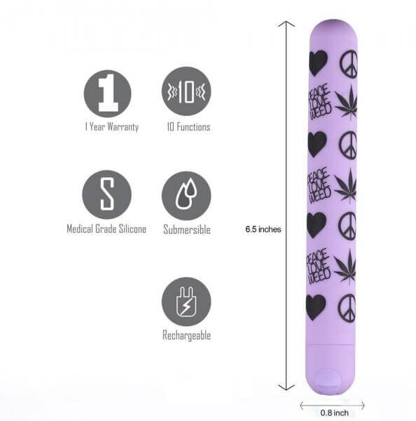 Long Silicone Rechargeable Vibrating Bullet Unity 420 Purple 6.5 In