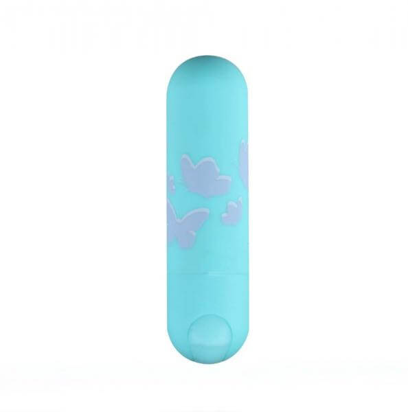 Rechargeable Vibrating Mini Bullet Julia Jessie Butterfly Pattern Blue