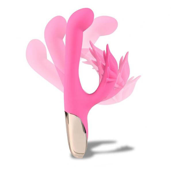 Maui Rechargeable Silicone Rabbit Vibrator Bendable 420 Pink 8 In.