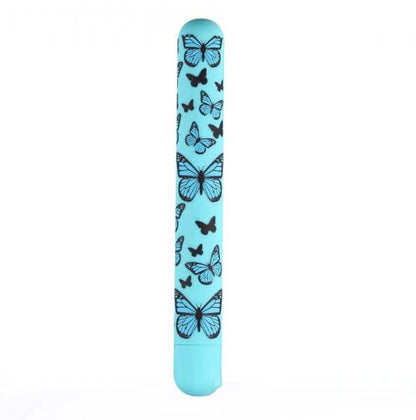 Long Rechargeable Bullet Vibrator Silicone Monarch Butterfly Pattern 6 In. Blue