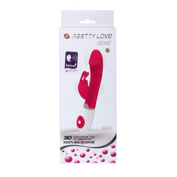 Gene Voice Controlled Silicone Rabbit Vibrator Pretty Love 8 In. Pink