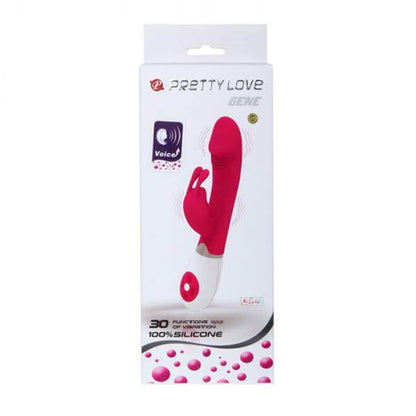 Gene Voice Controlled Silicone Rabbit Vibrator Pretty Love 8 In. Pink