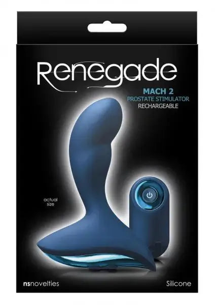 Rechargeable Vibrating Silicone Prostate Massager Renegade Mach 2 Blue