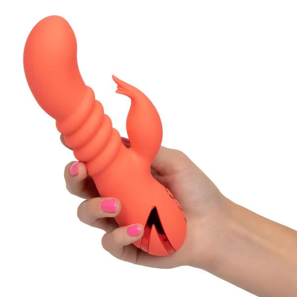 Waterproof Rechargeable Silicone Thrusting Vibrator California Dreaming Orange