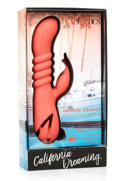 Waterproof Rechargeable Silicone Thrusting Vibrator California Dreaming Orange