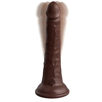 Vibrating Silicone Dual Density Dildo With Remote King Cock Elite 7 In. Brown