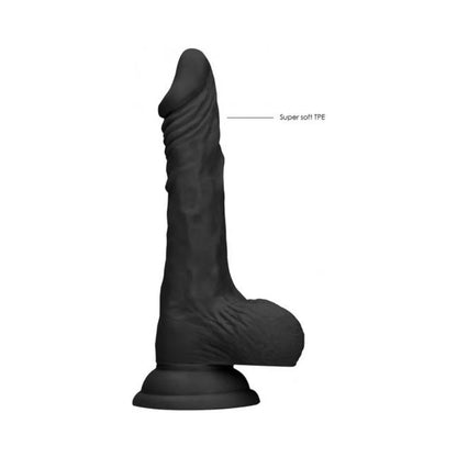 Realrock Skin Realistic Dildo With Suction Cup & Balls 8 In. Black