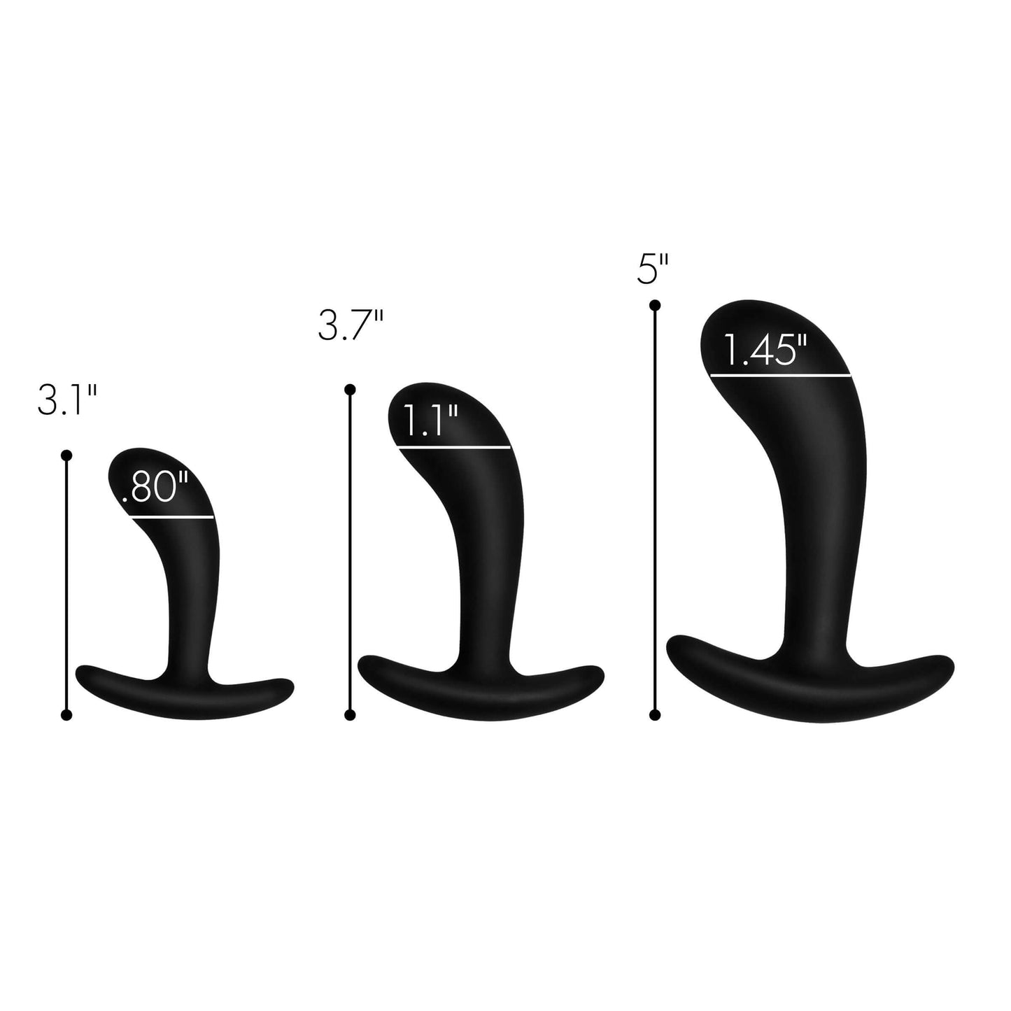 Silicone Curved Anal Trainer Set 3 Piece Dark Delights