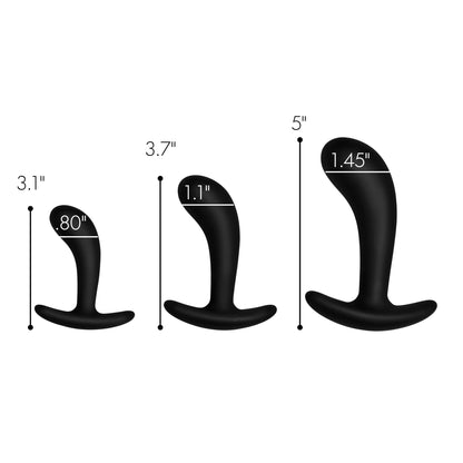 Silicone Curved Anal Trainer Set 3 Piece Dark Delights