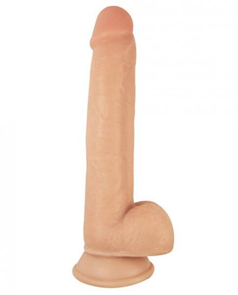 Moveable Skin Bendable Realistic Dildo W/Suction Cup Realcocks Sliders Beige 9 In.