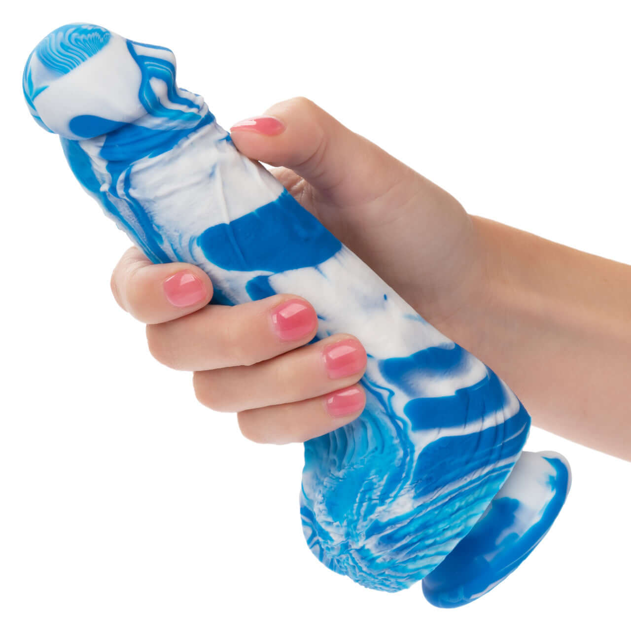 Silicone Realistic Dildo With Suction Cup Twisted Love Twisted Dong Blue