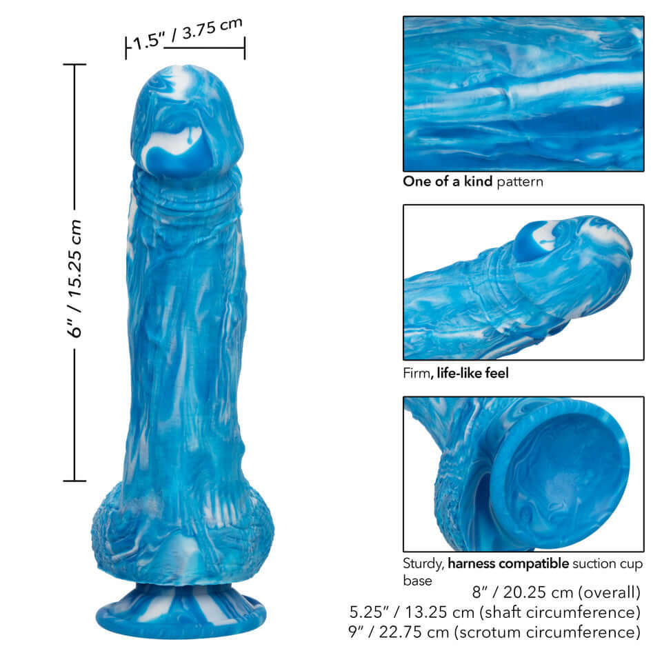 Silicone Realistic Dildo With Suction Cup Twisted Love Twisted Dong Blue