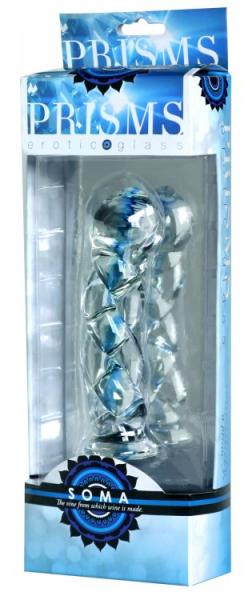 Twisted Glass G-Spot Dildo Soma Great For Temperature Play 5.75 In. Clear/Blue