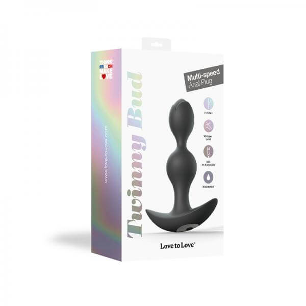 Rechargeable Vibrating Butt Plug Love to Love Twinny Bud Black