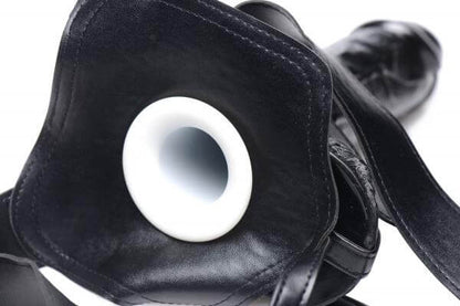 Infiltrator Hollow Strap On Harness With Dildo 10 In. Black