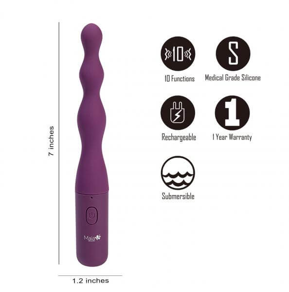 Vibrating Silicone Anal Beads Dani 10 Function Anal Vibe 7 In. Purple