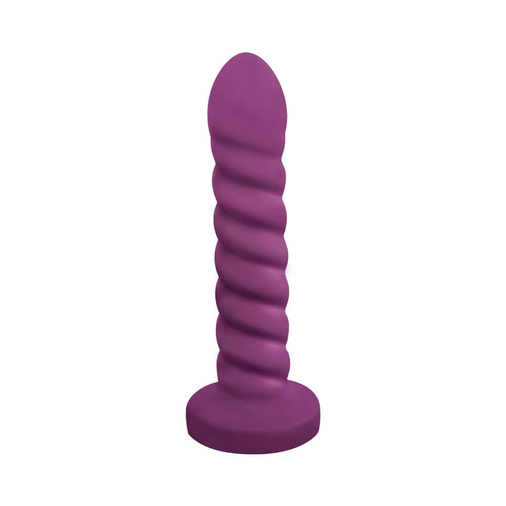 Soft Swirl 21FX Silicone Rechargeable Vibrating Dildo 7.5 In. Violet