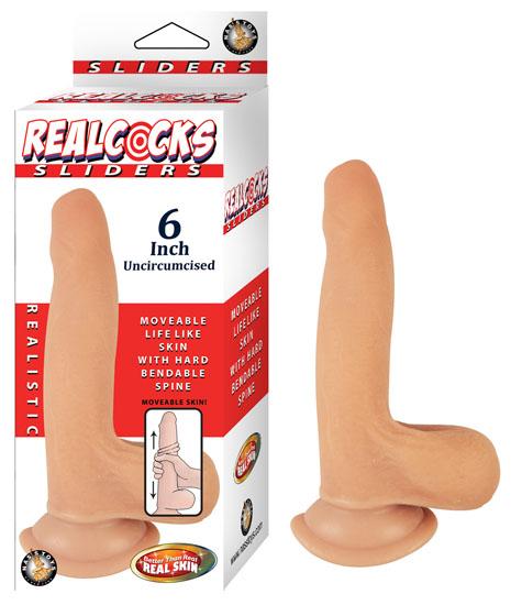 Realcocks Sliders Uncircumcised Dildo With Suction Cup 6 In. Beige