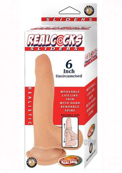 Realcocks Sliders Uncircumcised Dildo With Suction Cup 6 In. Beige