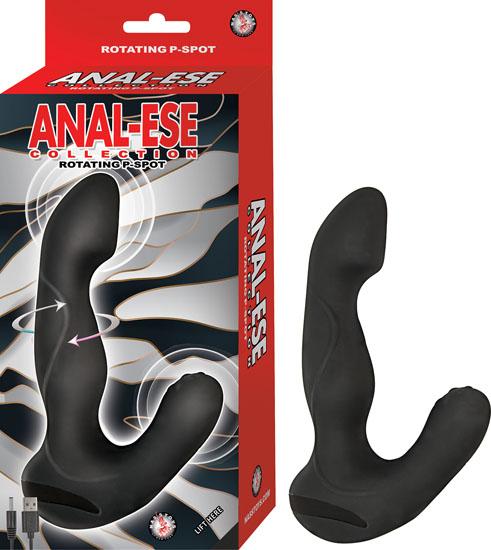 Rechargeable Rotating Silicone Prostate Massager P-Spot Vibe Anal-Ese Black