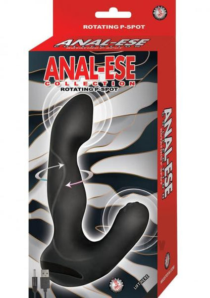 Rechargeable Rotating Silicone Prostate Massager P-Spot Vibe Anal-Ese Black