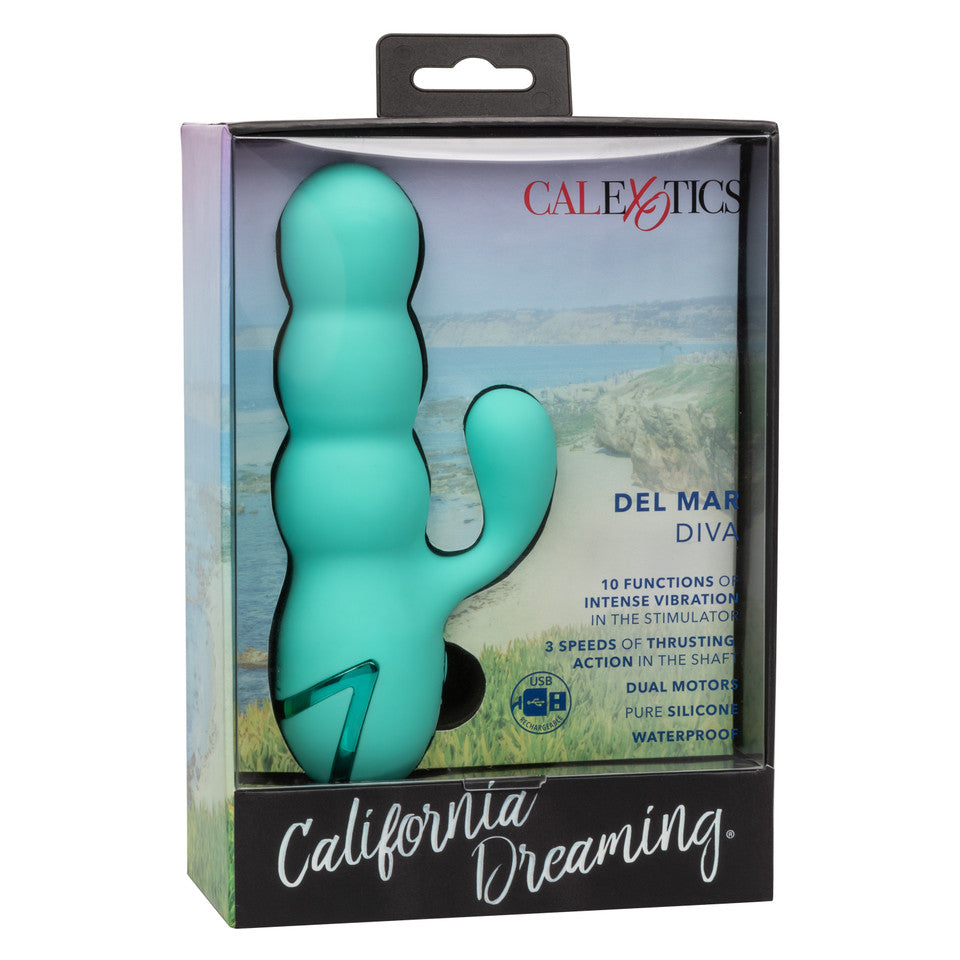 Rechargeable Thrusting Vibrator Cali Dreaming Del Mar Diva Teal