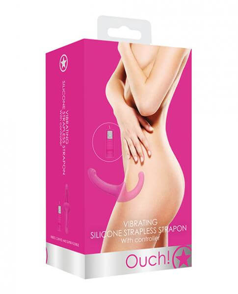 Vibrating Silicone Strapless Strap On Ouch Pink