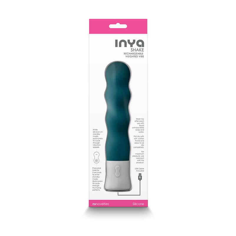 Rechargeable Multi Speed Silicone Vibrator Inya Shake Weighted Vibe Blue