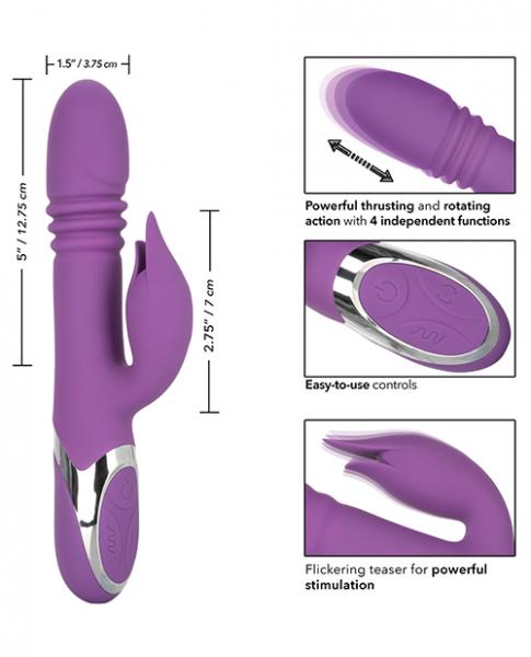 Rechargeable Thrusting Silicone Rabbit Style Vibrator Enchanted Kisser Purple