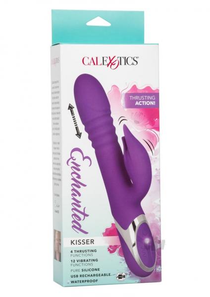 Rechargeable Thrusting Silicone Rabbit Style Vibrator Enchanted Kisser Purple