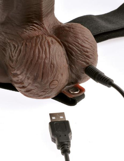 Fetish Fantasy Hollow Rechargeable Strap-On Dildo With Remote In. Brown